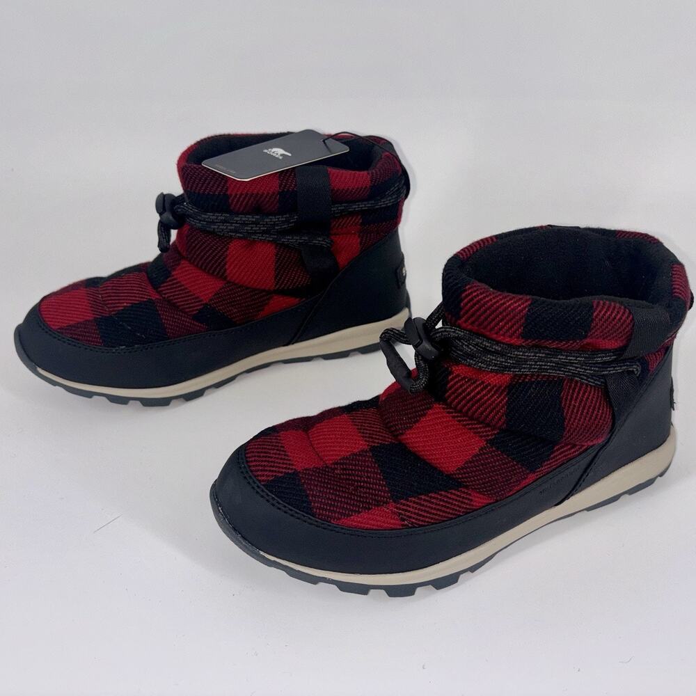 Sorel Women's Whitney Short Winter Snow Boot Size 9 Red Black Buffalo Plaid NWT